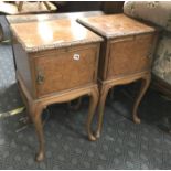 PAIR WALNUT BEDSIDE CABINETS