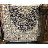 BLUE PART SILK PERSIAN NAIN CARPET