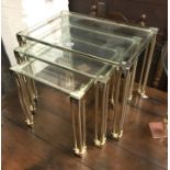 BRASS & GLASS NEST OF TABLES