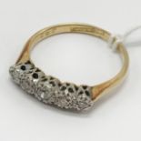 18CT YELLOW GOLD 5 STONE DIAMOND RING - SIZE O