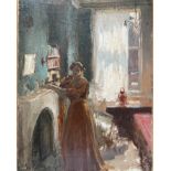Attributed to Walter Richard Sickert 1860-1942. British. Oil on canvas. “Woman Playing the Violin”