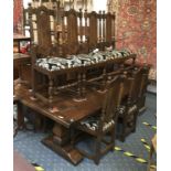 OAK REFECTORY TABLE & EIGHT CHAIRS