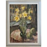 Wilfred E Littlewood 1899-1977. British. Oil on board. “Still Life of Daffodils”