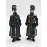 PAIR OF BRONZE FIGURES, INSCRIBED FABERGÉ, DATED 1912, CAST AND COLD PAINTED