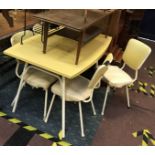 YELLOW FORMICA TABLE & 4 CHAIRS