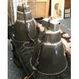 PAIR OF LARGE INDUSTRIAL HANGING PENDANT LIGHTS - 54 CMS (H)