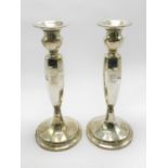 PAIR TALL STERLING SILVER CANDLESTICKS - 26 CMS (H)