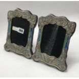 PAIR HM SILVER & ENAMEL BUTTERFLY PHOTO FRAMES - 21 X 15 CMS