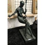 LARGE BRONZE PIERCED SEATED FIGURE - 90 CMS