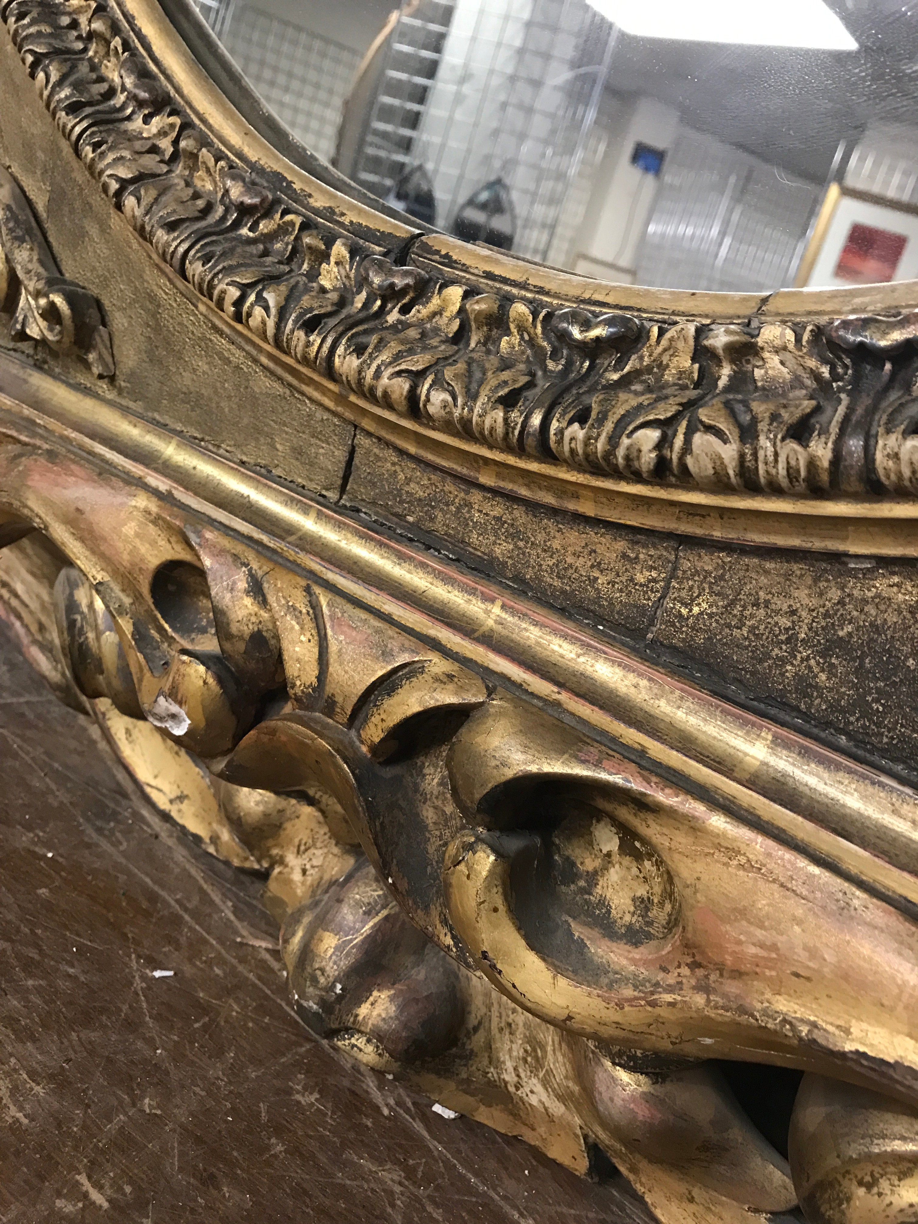 LATE 17th CENTURY HARDWOOD FRAME PIERCED & CARVED WITH SCROLLS ACANTHUS FOLIAGE AND GROTESQUE MASKS - Image 5 of 9