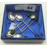 SIX HM SILVER SPOONS - COFFEE BEAN STYLE