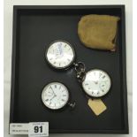 3 HM SILVER POCKET WATCHES