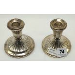 PAIR STERLING SILVER CANDLESTICKS - 9 CMS (H)