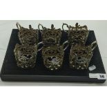 SET OF 6 IRANIAN SILVER CUP HOLDERS