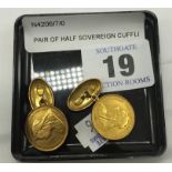 PAIR OF HALF SOVEREIGN CUFFLINKS WITH 9CT GOLD CLASPS