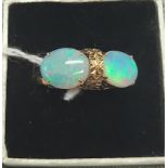 14CT GOLD OPAL RING - SIZE L