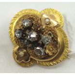 18CT GOLD OLD CUT DIAMOND BROOCH