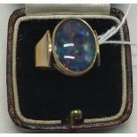 9CT GOLD OPAL RING - SIZE N