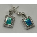 STERLING SILVER OPAL & TOPAZ STUD EARRINGS