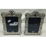 PAIR HM SILVER EMBOSSED PHOTO FRAMES - 19 X 14 CMS