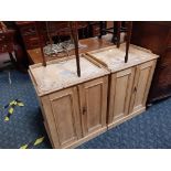 PAIR EARLY PITCH PINE CABINETS - A/F