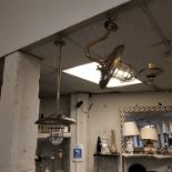 BRASS CEILING LIGHT FITTING - 70 CMS (H) WITH MATCHING WALL LIGHT