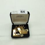 2 PAIRS OF HM 9CT GOLD CUFFLINKS X 2 CHAINS