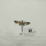 SILVER & ENAMEL DRAGONFLY BROOCH