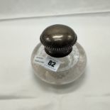 SILVER TOP & BUBBLE GLASS INKWELL - 13 CMS (D)