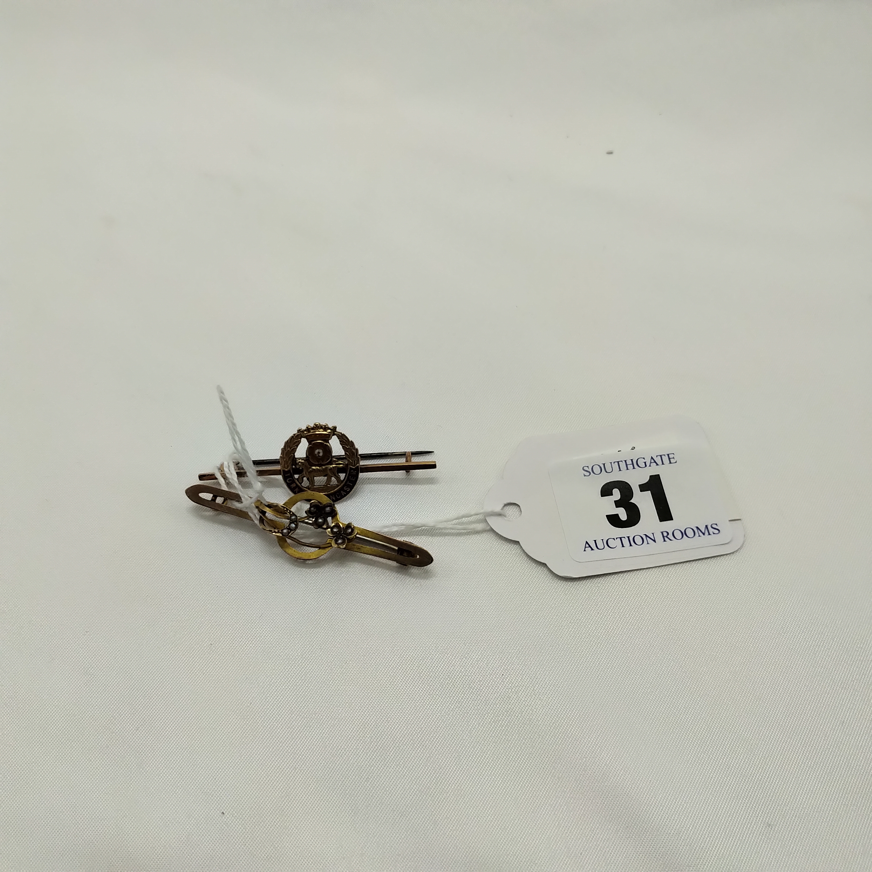 TWO 9CT GOLD TIE PINS