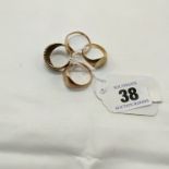 FOUR 9CT GOLD RINGS - 21 GRAMS