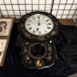 VICTORIAN MOTHER OF PEARL PAPIER MACHE WALL CLOCK