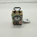 C1920'S GERMAN MOTHER OF PEARL MINIATURE CARRIAGE CLOCK