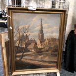 FRAMED OIL PAINTING BY F.SEVNDSON - 77 CMS (H) X 61 CMS (W)