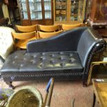 BLACK BUTTONED BLANKET CHAISE OTTOMAN