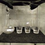 EDWARDIAN DECANTER & 6 MATCHING TUMBLERS