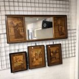ITALIAN MARQUETRY MIRROR - 49 CMS (H) X 120 CMS (W) & 3 PICTURES