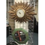 SUNBURST CLOCK & 1930'S MIRROR