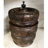 CARVED WOODEN RICE URN