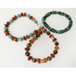 3 MENS GEMSTONE BRACELETS - GILT STERLING SILVER