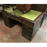 MAHOGANY LEATHER TOP DESK