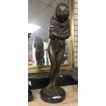 LARGE SIGNED BRONZE MADONNA FIGURE