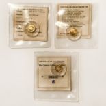 3 14CT GOLD COMMEMORATIVE COINS