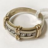 18 CT. YELLOW & WHITE GOLD DIAMOND RING (7 STONES) SIZE K - APPROX. 0.40 CARAT OF DIAMONDS