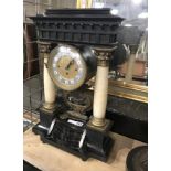 ALABASTER PILLAR BLACK CLOCK