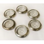 SET 6 STERLING SILVER & GLASS COASTERS