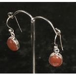 STERLING SILVER CARNELIAN GEMSTONE EARRINGS