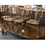 SIX OAK WHEELBACK CHAIRS