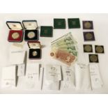 COLLECTION OF COINS - SOME SILVER & BANKNOTES