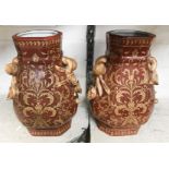 PAIR RED PORCELAIN VASES